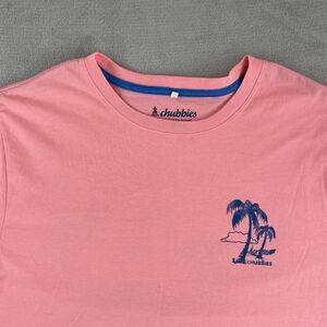 chubbies Pink Short Sleeve Tee with Navy Palm Print
